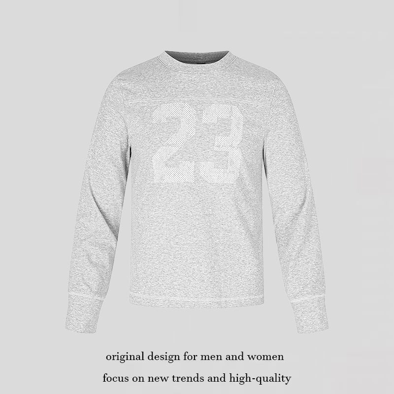Men's Long Sleeve Sweatshirt with Crew Neck and Sporty Number Print Amarae