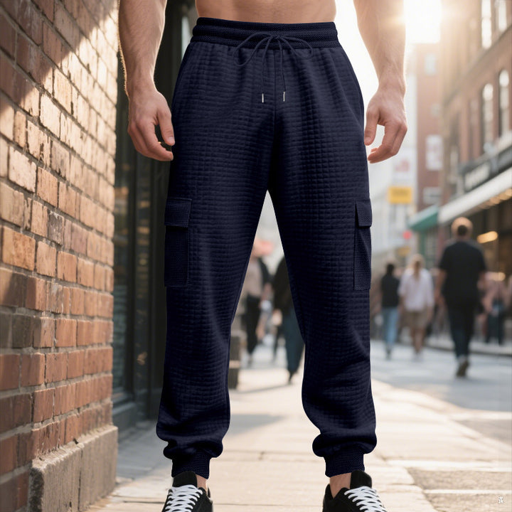 Men's cargo jogger pants with practical side pockets and elastic waistband Lune London