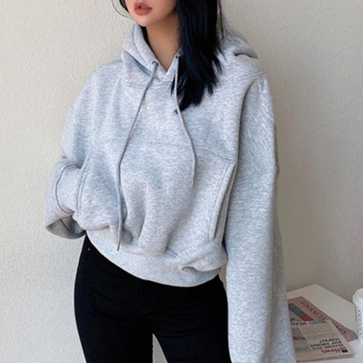 Ladies sweat-crop hoodie with kangaroo pocket Lune London