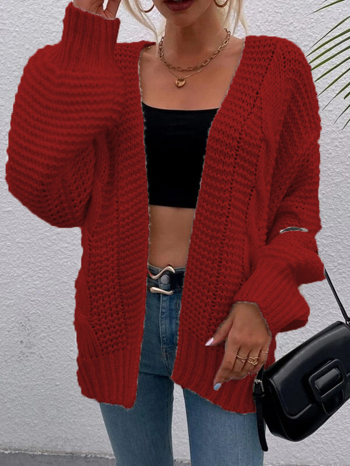 Cardigan en tricot épais pour femmes avec poches ouvertes confortables et coupe décontractée Chic & Stil