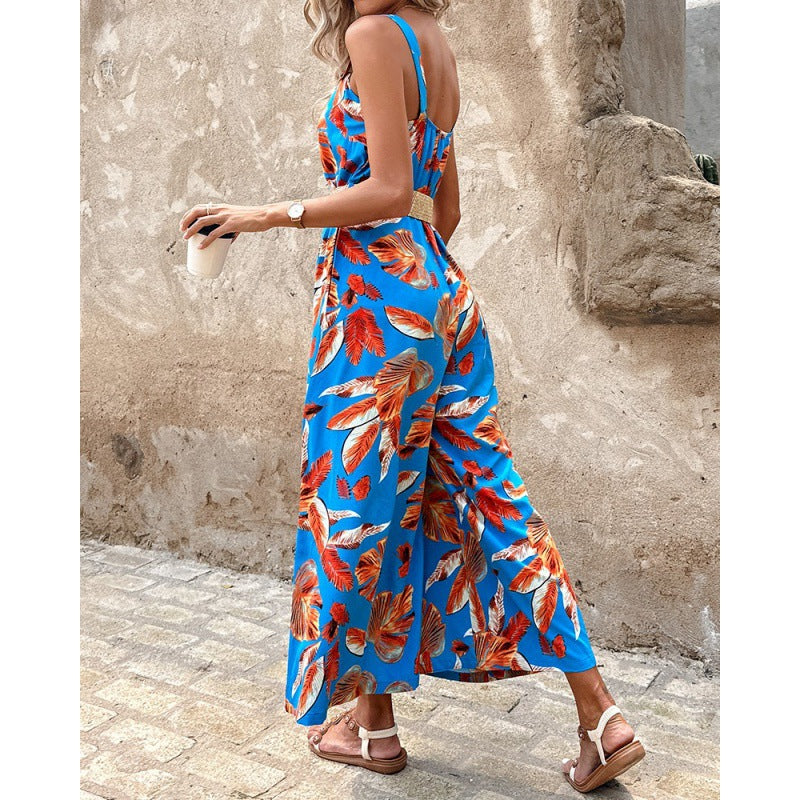 Ladies Jumpsuit Large Leg Floral Print Lune London