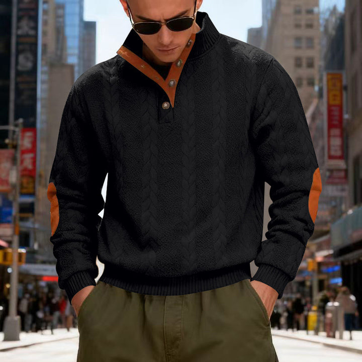 Men's knitted sweater with contrasting details and modern button closure Lune London