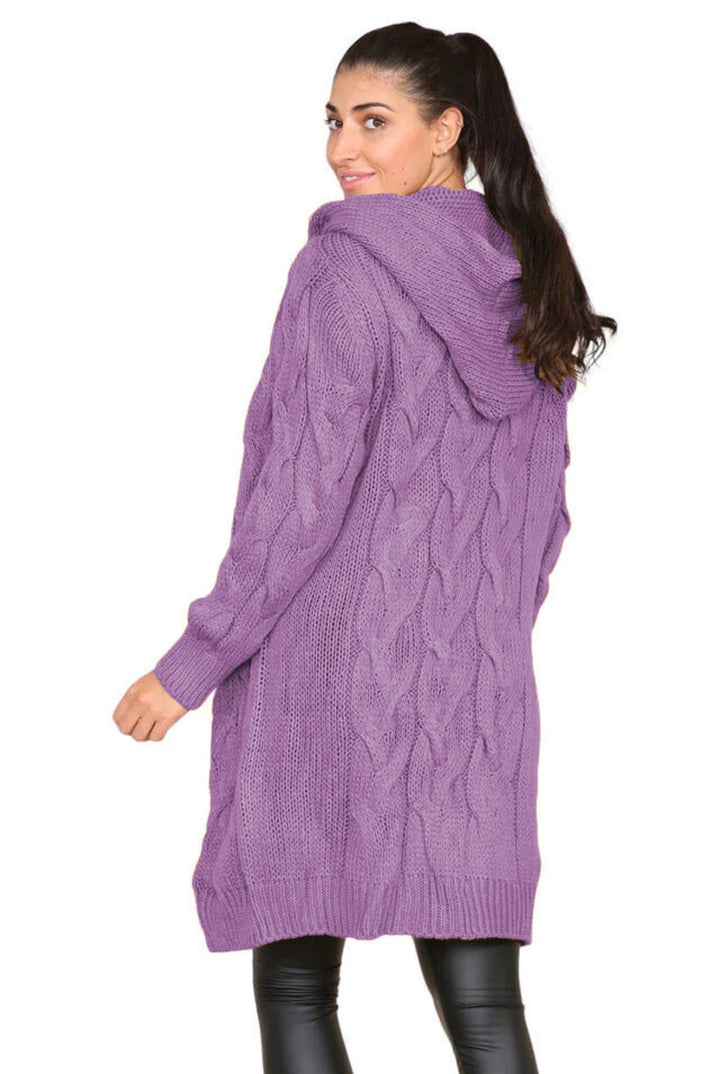 Manteau en tricot pour femme avec capuche et motif en câble texturé Chic & Stil