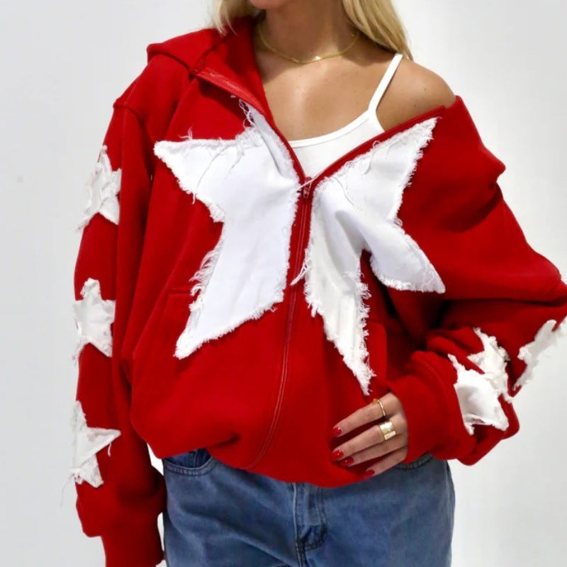 Women's casual hoodie with a unique crossover design and fringe details Lune London