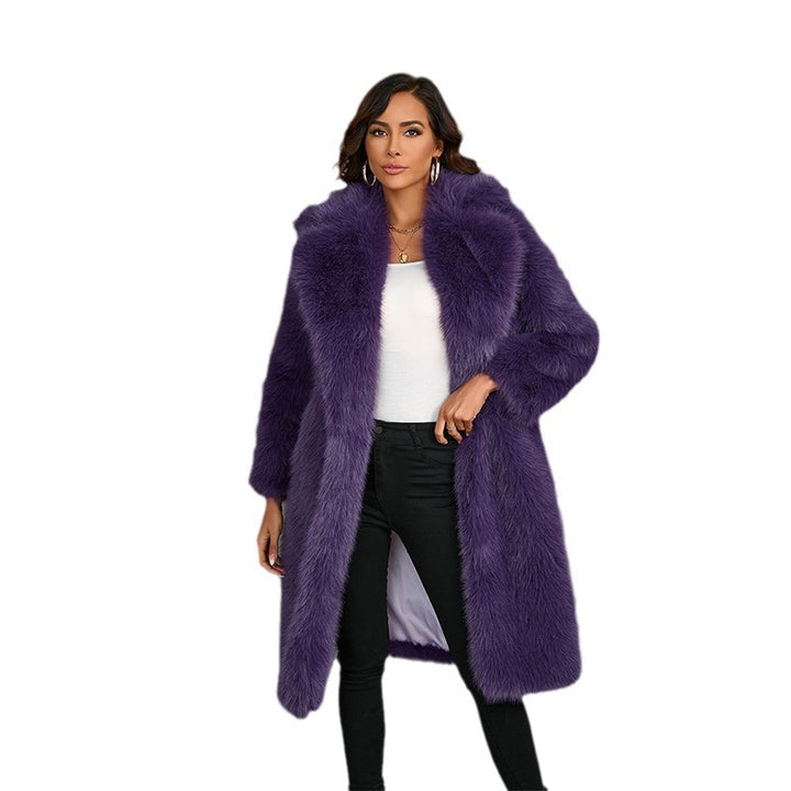 Women Elegant Faux Fur Coat with Wide Lapels and Casual Cut Lune London