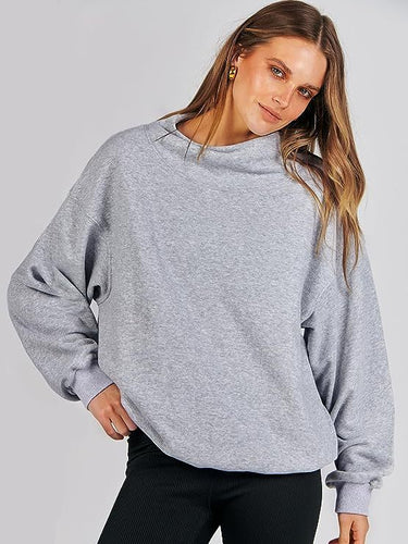 Oversized sweatshirt for women with a high collar and ribbed hem Amarae