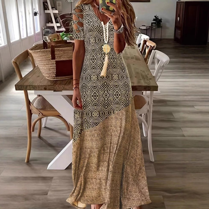 Chic Cut-Out Sleeve Bohemian Maxi Dress for Women