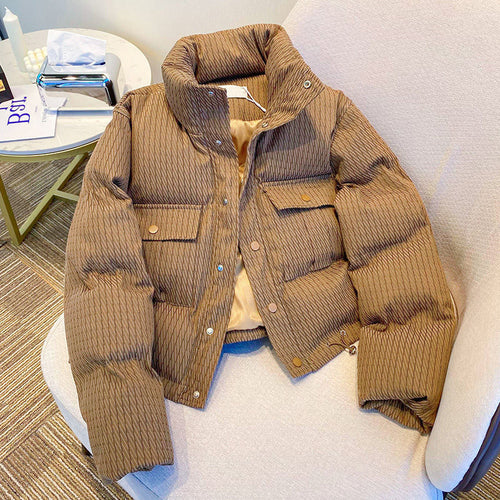 Ladies fashionable down jacket with structured design and practical pockets Amarae