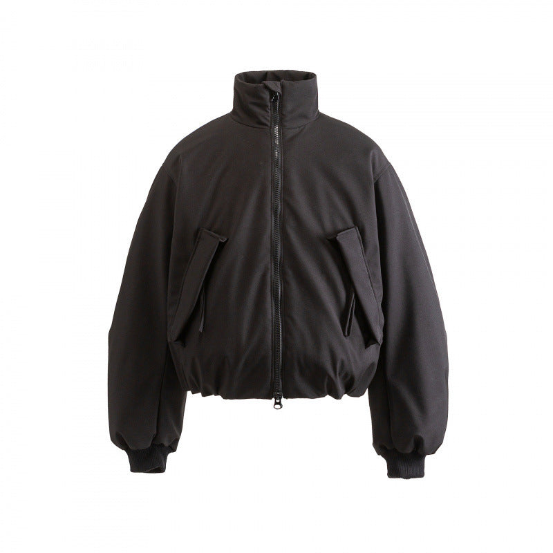 Unisex Boxy quilted bomber jacket with high stand-up collar and flap pockets Amarae