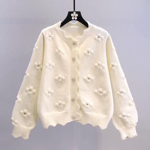 Elegant knitted jacket for women with floral pattern Amarae