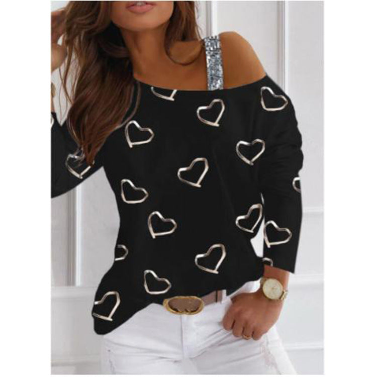 Women's fashionable sweatshirt with heart-shaped design and sparkling accents Lune London