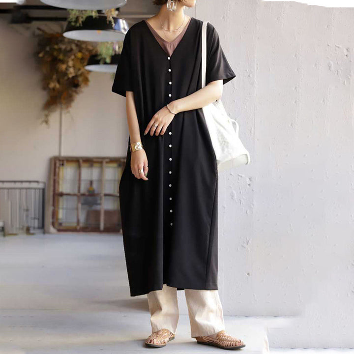 Women Long Button Maxi Dress Lune London