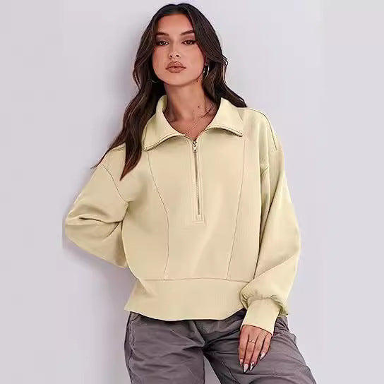Women’s fleece sweatshirt with zipper and relaxed fit Amarae