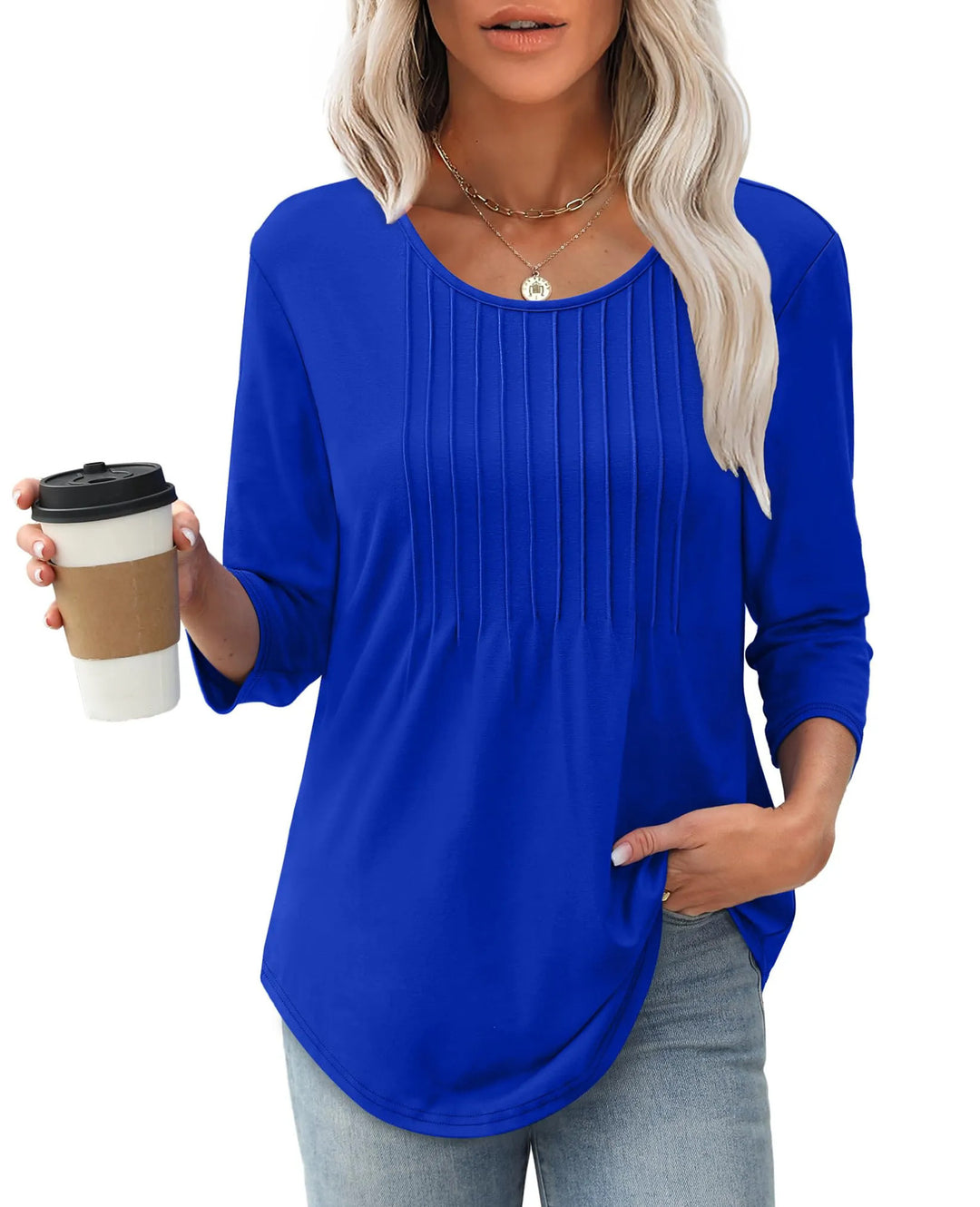 Ladies elegant long sleeve shirt with gathers Lune London