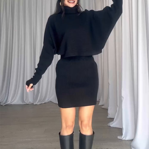 Knitted set for women with turtleneck and bodycon skirt Amarae