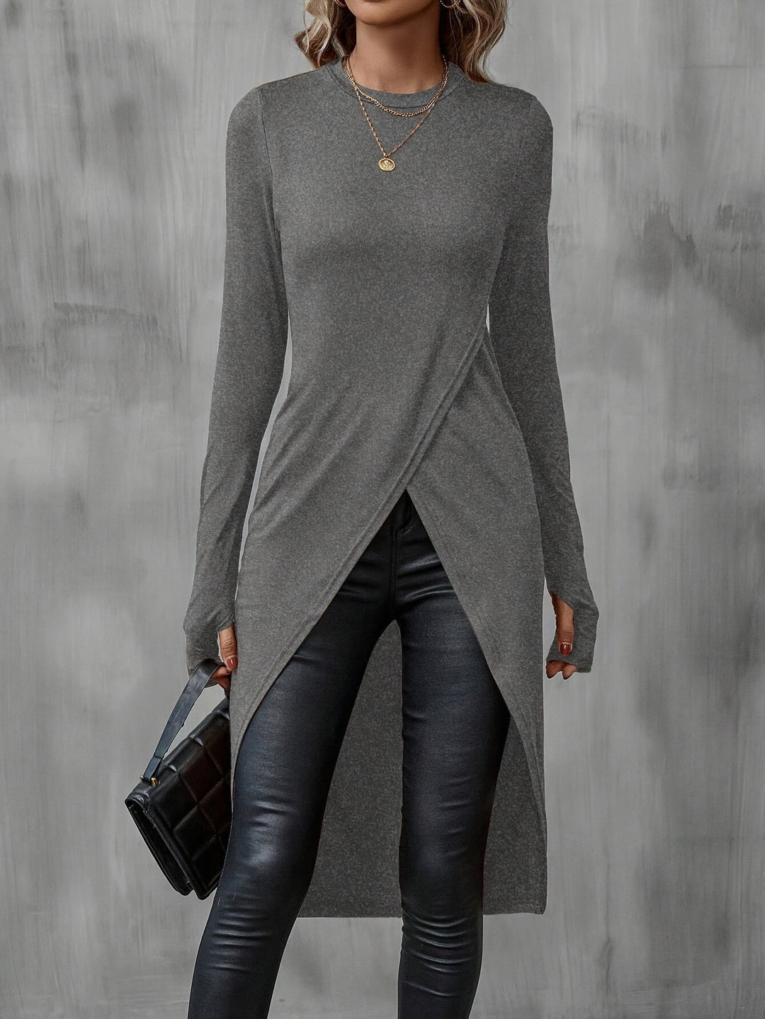 Asymmetrical long t-shirt for women with an elegant draped effect Lune London