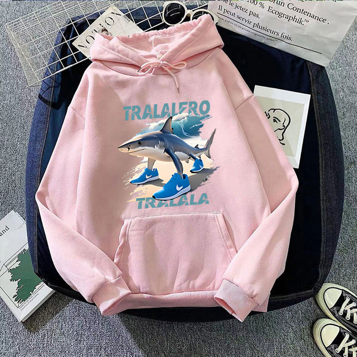Women's hoodie with funny shark motif and graphic elements Chic & Stil