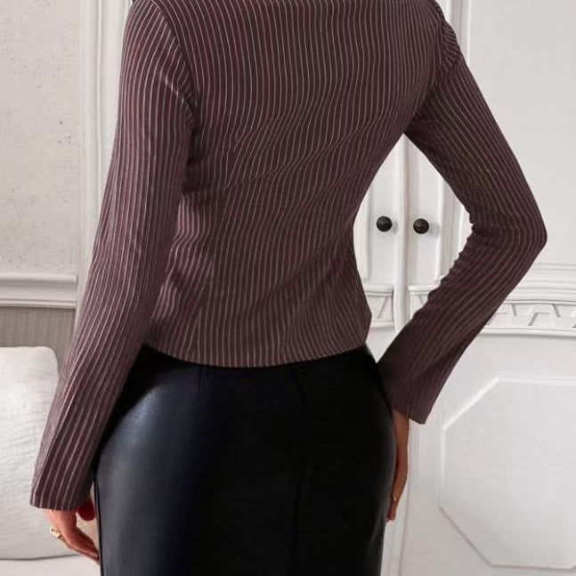 Women’s long sleeve blouse with a fine striped pattern Lune London