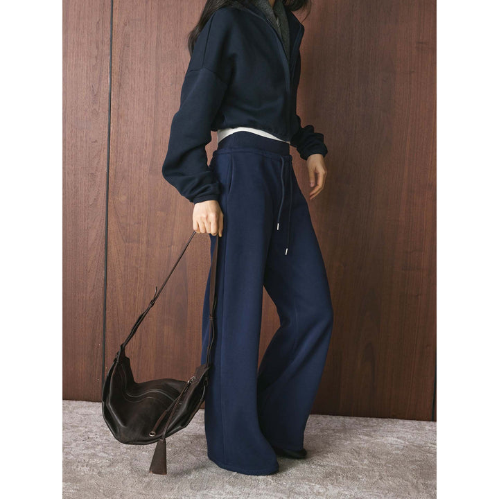 Women's Lounge Culotte Sweatpants with High Waist and Drawstring Amarae