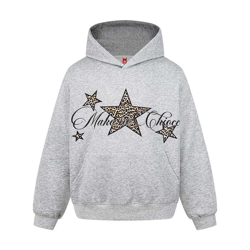 Women's Oversized Hoodie with Kangaroo Pocket and Leo-Star Print Amarae