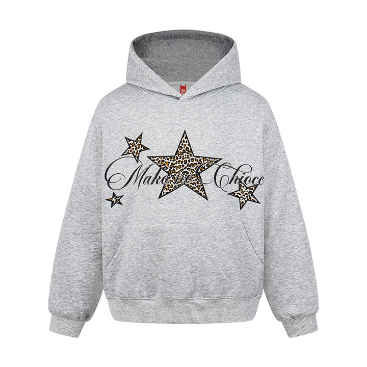 Women's Oversized Hoodie with Kangaroo Pocket and Leo-Star Print Amarae