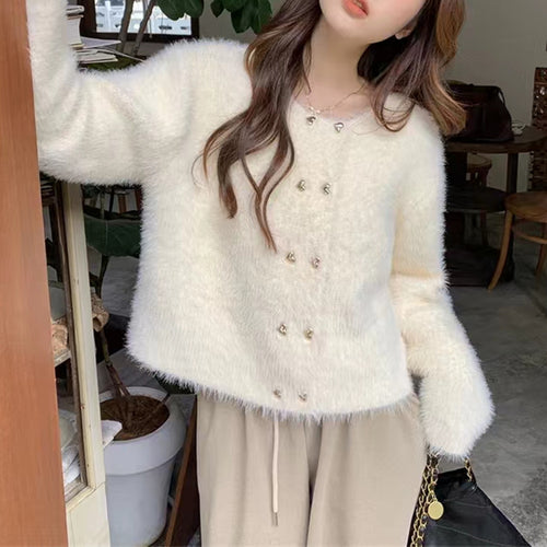 Cardigan moelleux pour femme avec détails de boutons dorés Chic & Stil