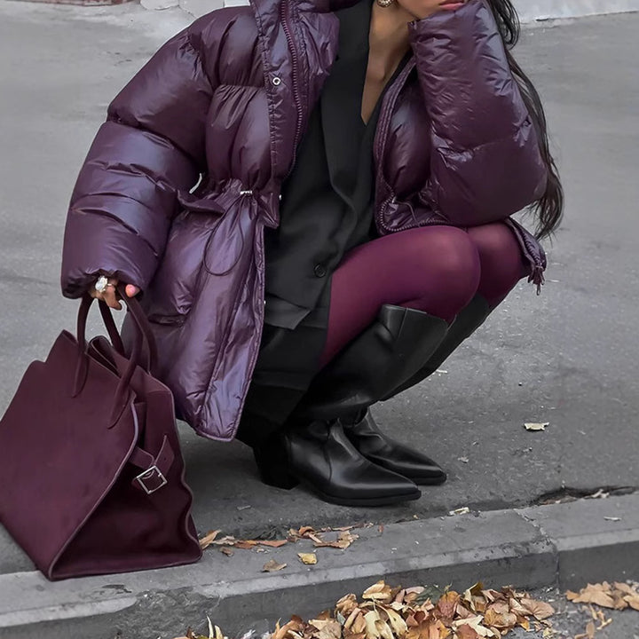 Women Winter Down Jacket with adjustable drawstring waist and hood Lune London