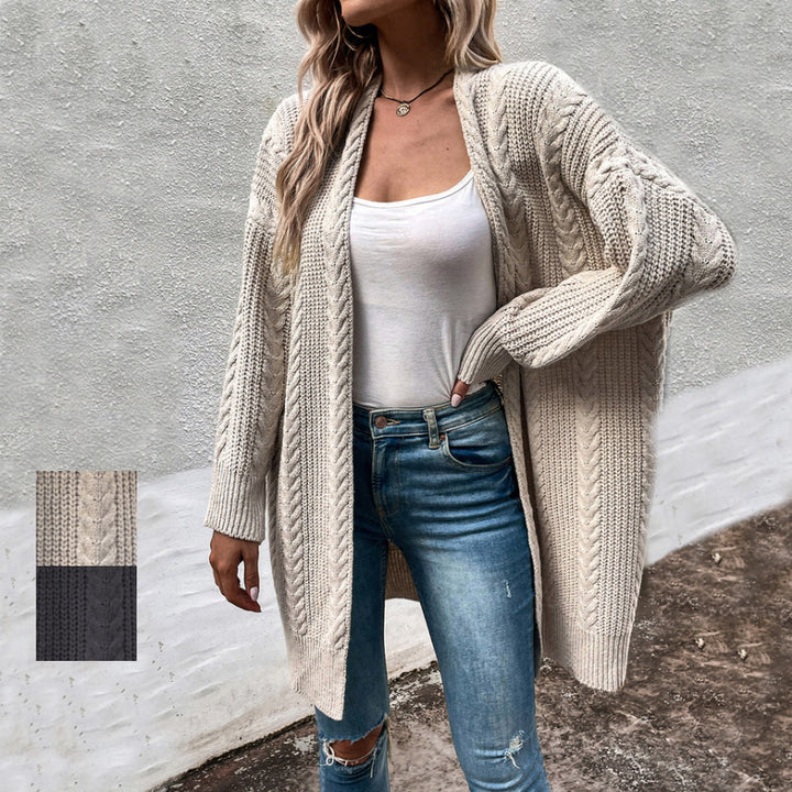 Women Chunky Knit Cardigan with Loose Fit and Structured Look Lune London