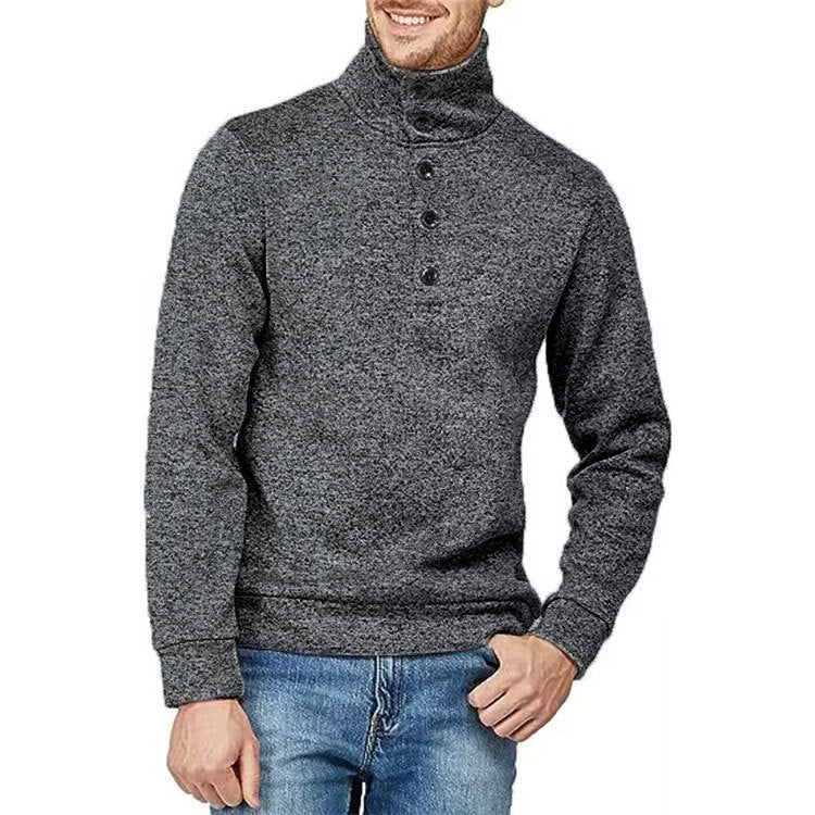 Men's High-Quality Sweater with High Neck and Button Detail Lune London