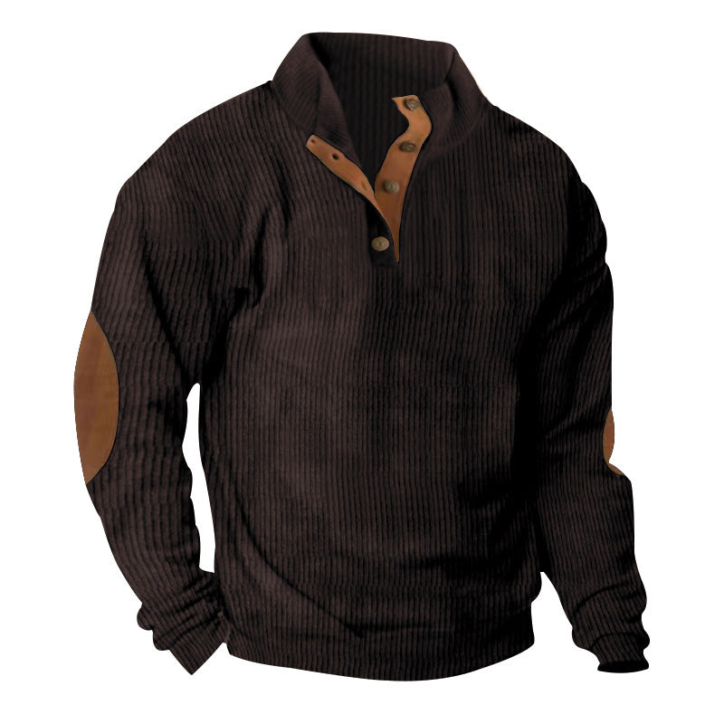 High-end knitwear for men with button placket and trendy leather applications Lune London