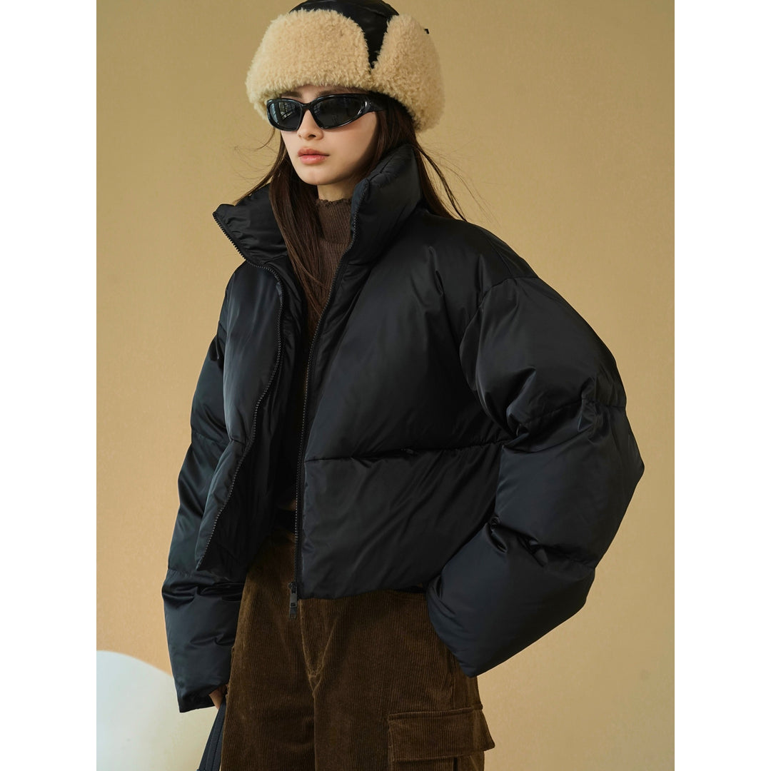 Women's short quilted puffer jacket with high standing collar and insulating filling Amarae
