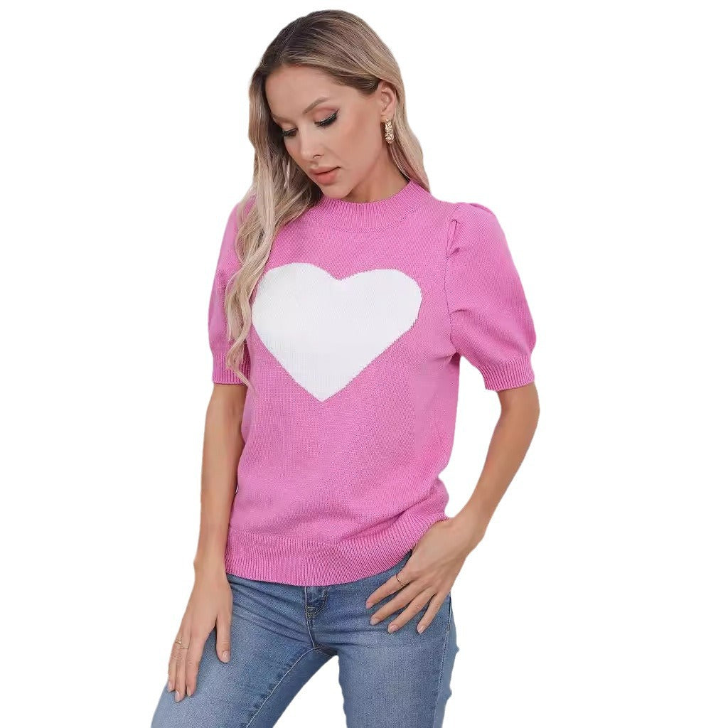 Chandail en tricot pour femmes avec design en forme de cœur Chic & Stil