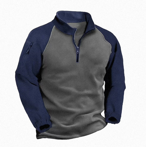 Fleece pullover for men with high collar and stand-up collar Amarae