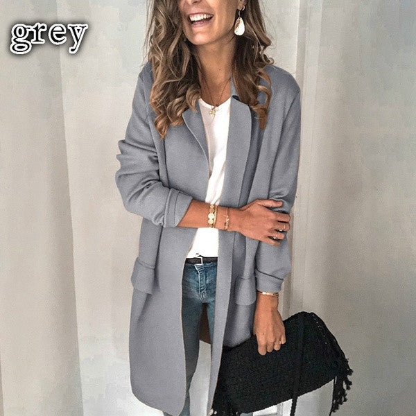 Elegant long women's coat with pockets Amarae
