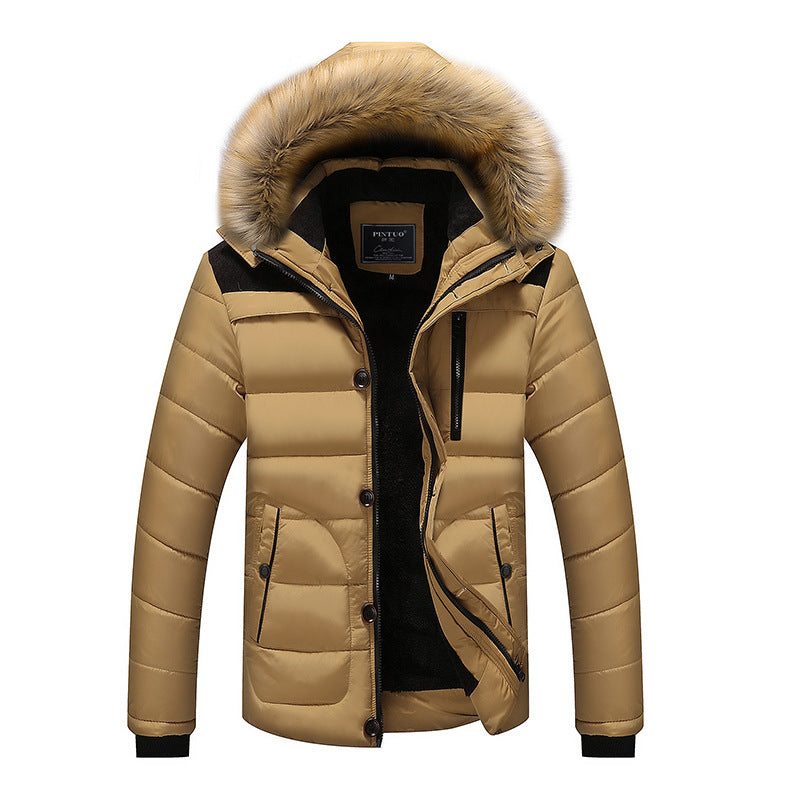 Men's quilted parka with teddy lining, hood with faux fur trim and hidden chest pocket Amarae