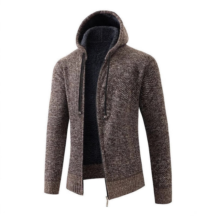Comfortable fleece jacket for men with hood Lune London