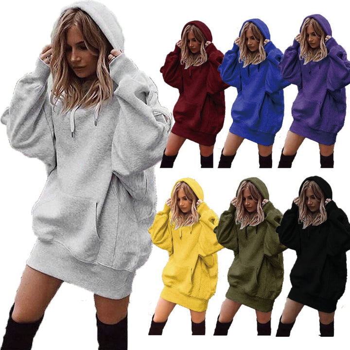 Hoodie dress for women in an oversized casual style with kangaroo pocket Lune London