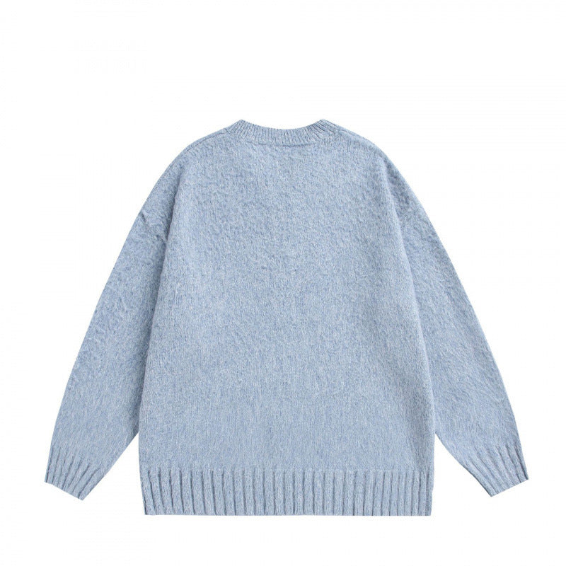 Unisex Oversize Fleece Sweater with V-Slit Collar and Boucle Look Amarae