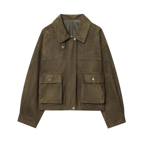 Trendy utility jacket for women with patch pockets and textured material Amarae