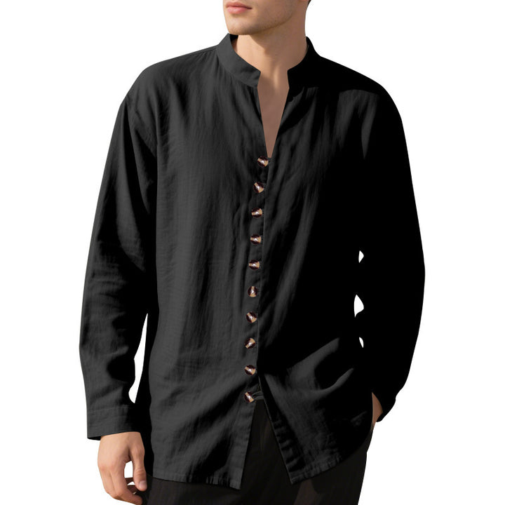 Casual long sleeve shirt for men with Henley collar and trendy buttons Lune London