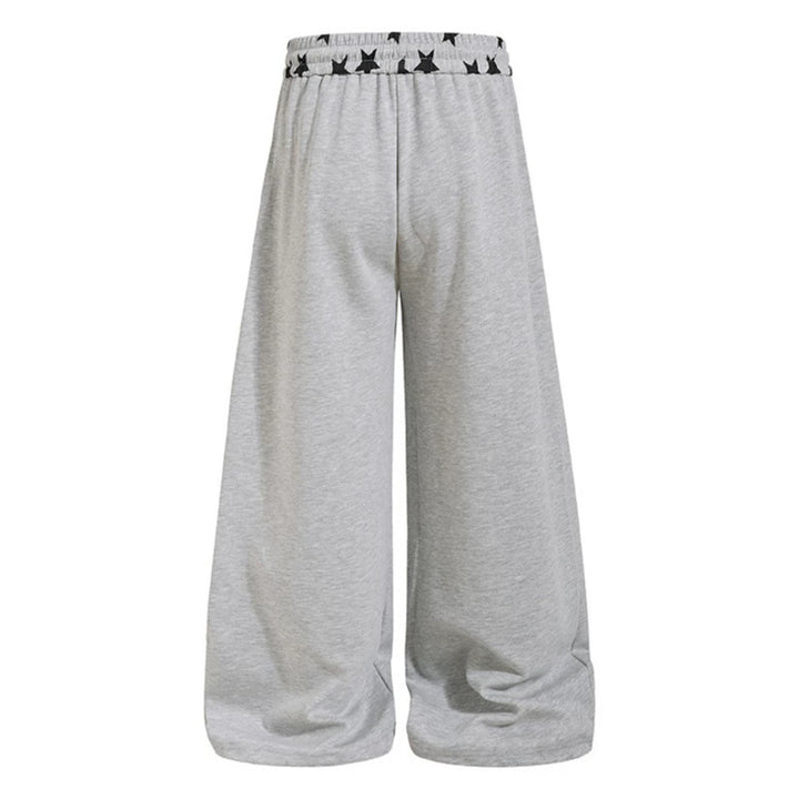 Women's extra wide palazzo sweatpants with comfort waistband, drawstring and star appliqué Amarae