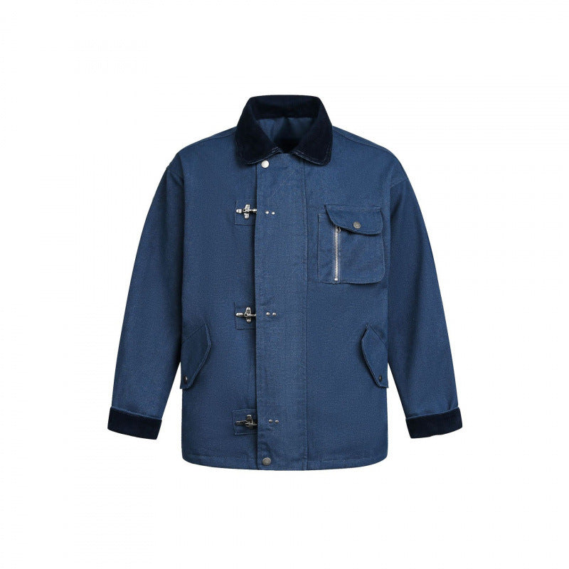 Men's utility jacket with toggle fastenings, cord collar, and multiple pockets Amarae