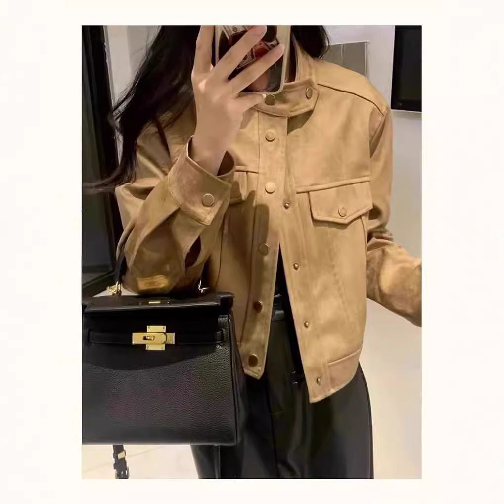 Fashionable short jacket for women in mixed styles with pockets and button details Lune London