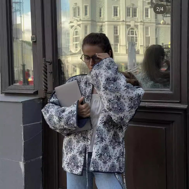 Veste chic pour femmes avec motif floral et ceinture ajustable Chic & Stil