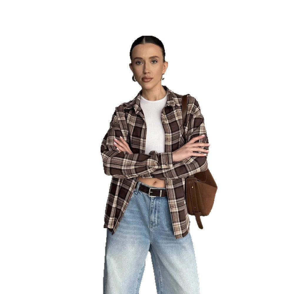 Flannel shirt for women with a check pattern Amarae