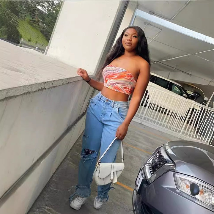 Chic & Stylish Distressed Mom Jeans for Women