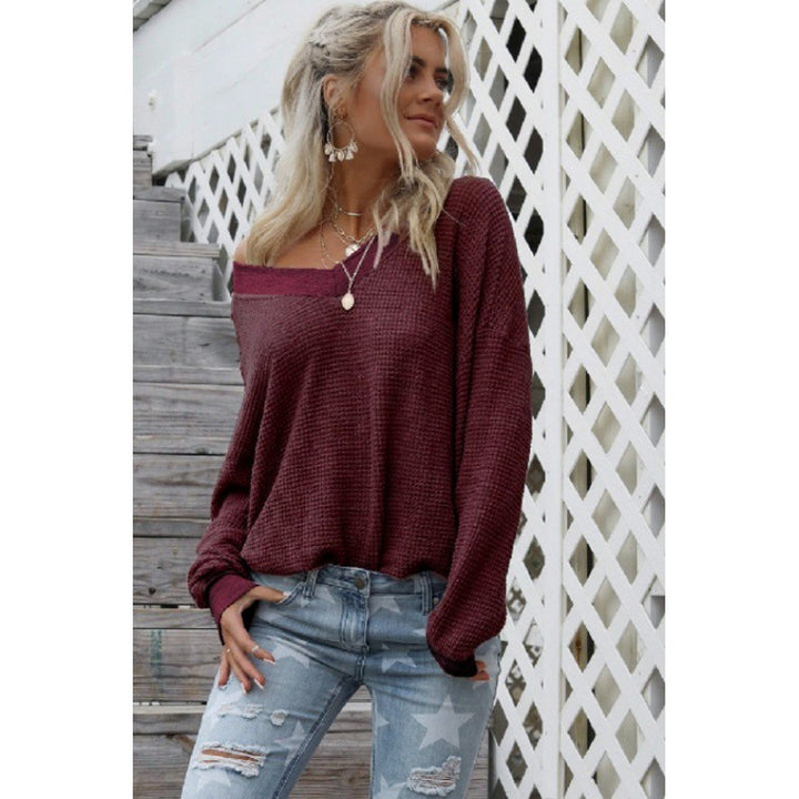 Pull en maille décontracté femme à épaules dénudées avec manches volumineuses Chic & Stil