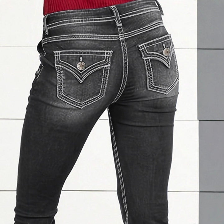 Women's high-waisted sculpting bootcut jeans with side decorative buttons Amarae