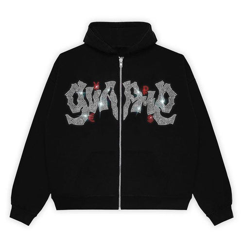 Women's hoodie with elegant glitter design and full-length zipper Amarae