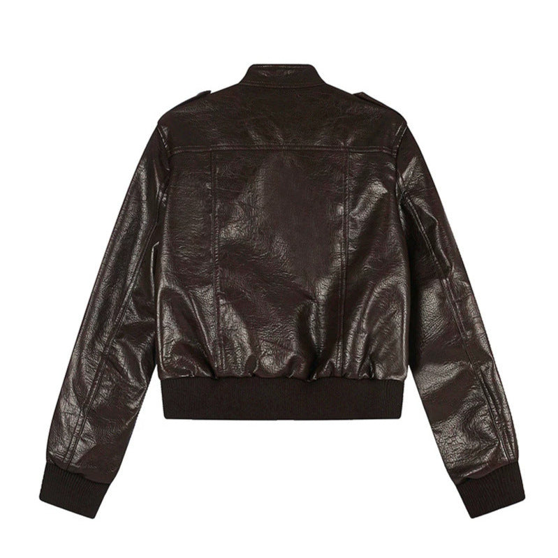 Men's Leather Look Bomber Jacket Amarae